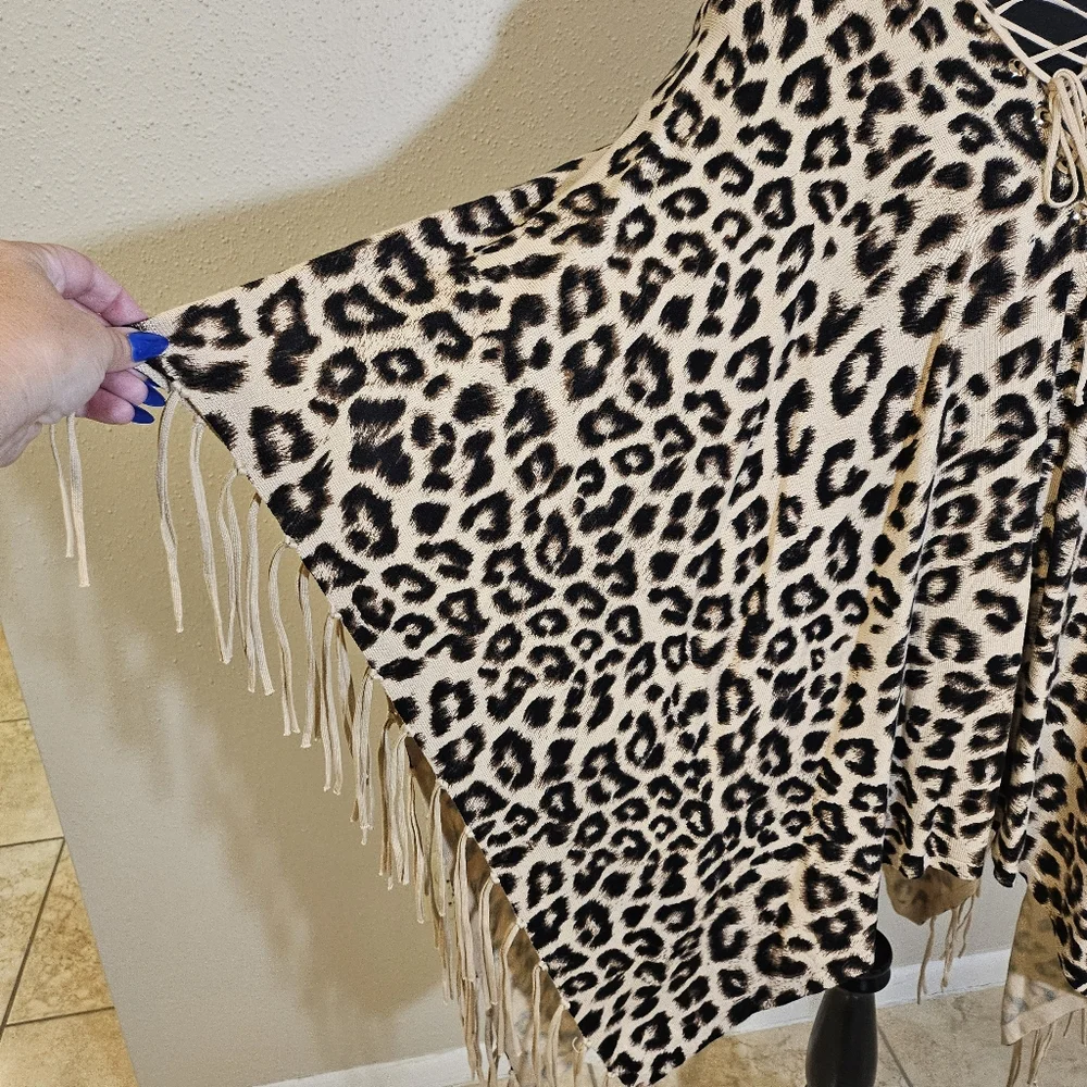 Chico's Animal Print Knit Poncho - Picture 4 of 7